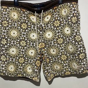 Tommy Hilfiger Men's Multicolor Floral Drawstring Mesh Lined Swim Trunk Large